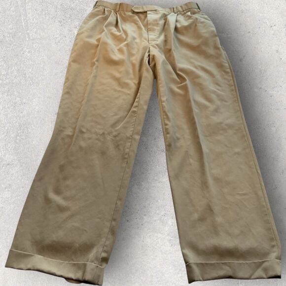 Brooks Brothers 346 Men’s Wool Dress Pants 40 Beige Pleated Cuffed Hem Egypt - Picture 2 of 9